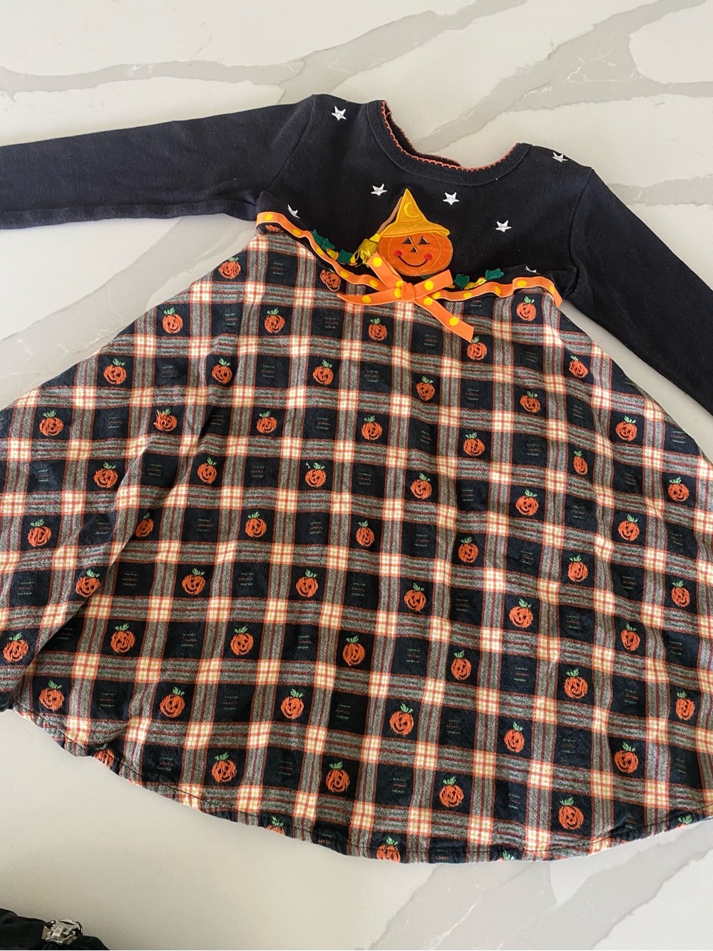 Bonnie Jean Vtg 90’s y2k embroidered jack-o-lanterns Plaid Halloween Dress Sz 4